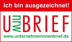 Ich bin ausgezeichnet mit dem Unternehmerinnenbrief NRW! Unternehmerinnenbrief NRW